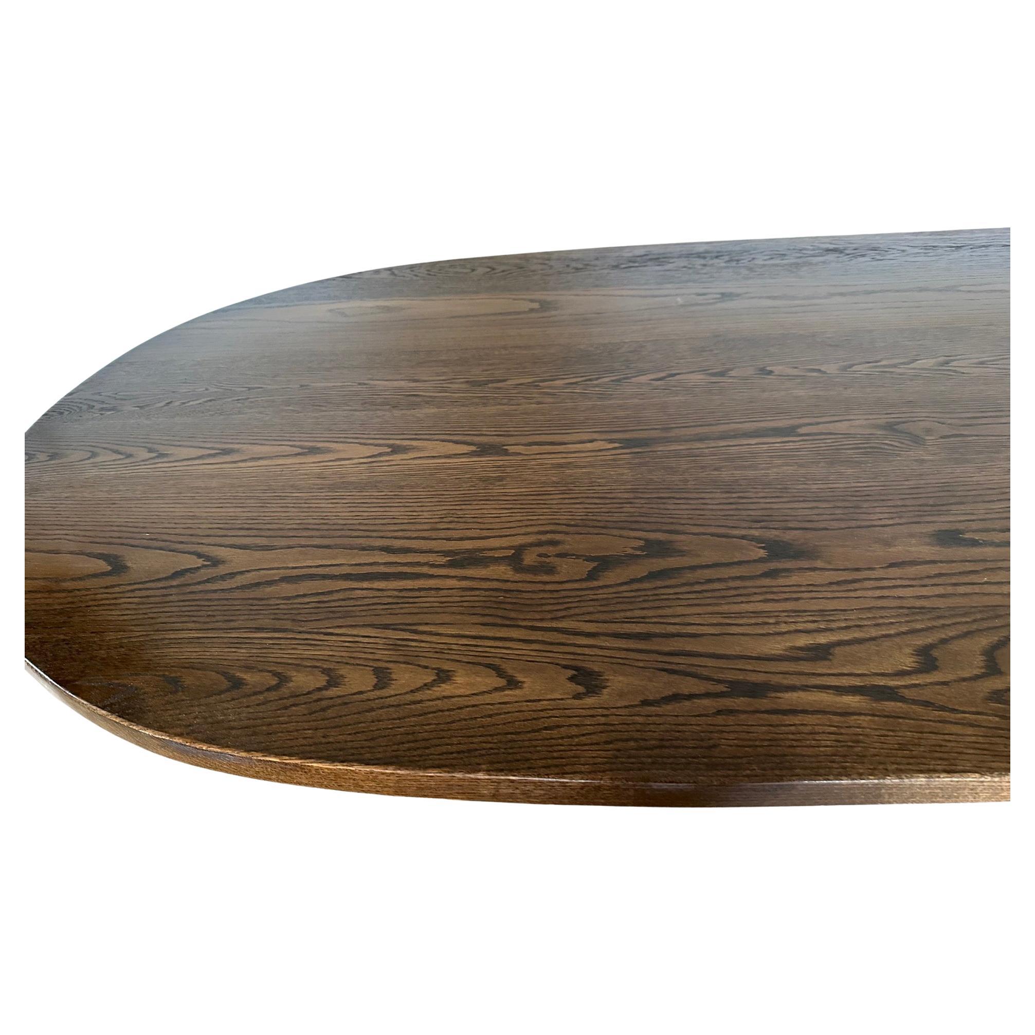 American Custom Oval Oak Top With Metal Base Dining Table Base For Sale