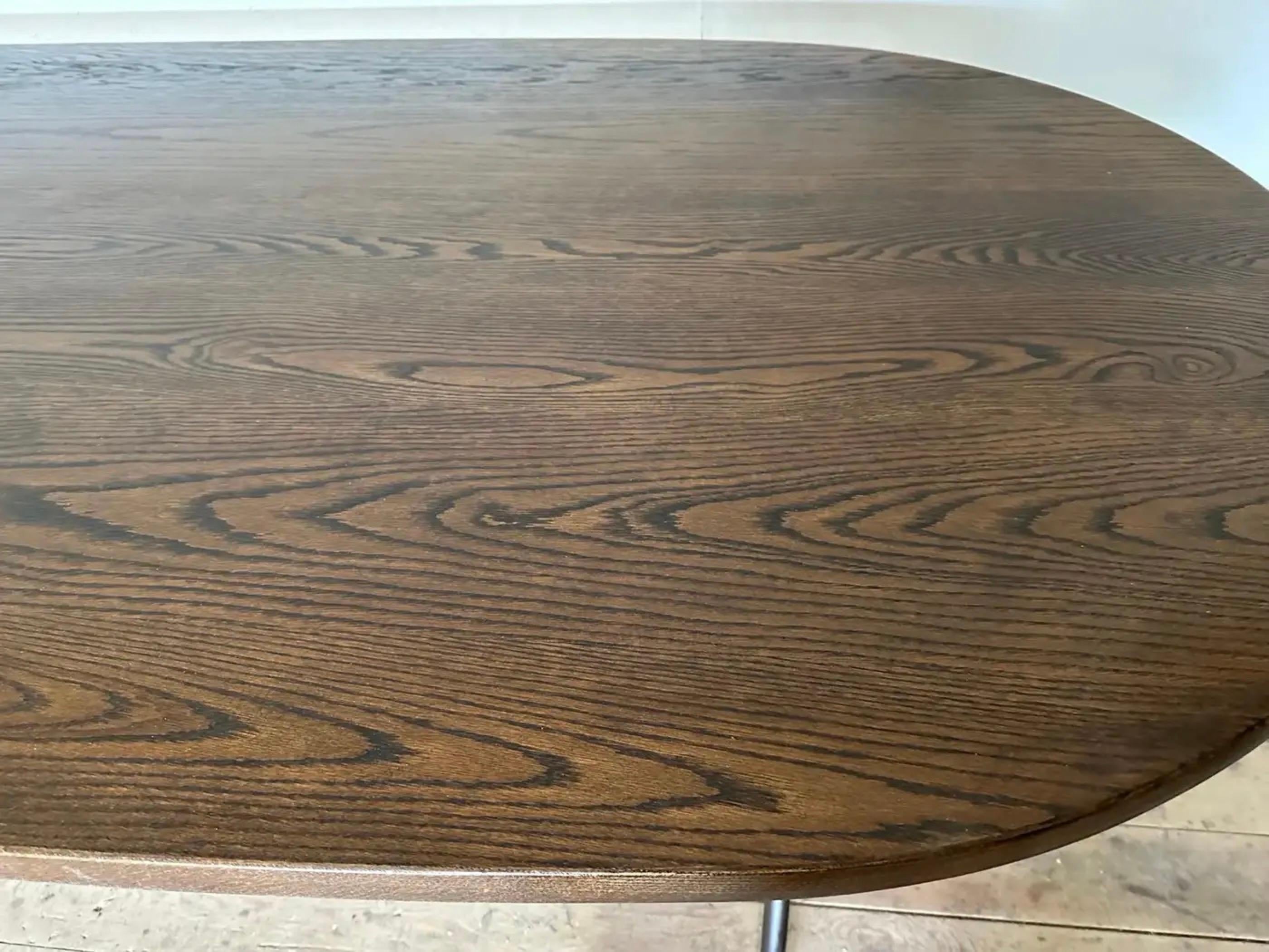 Custom Oval Oak Top With Metal Base Dining Table Base In New Condition For Sale In Sheffield, MA
