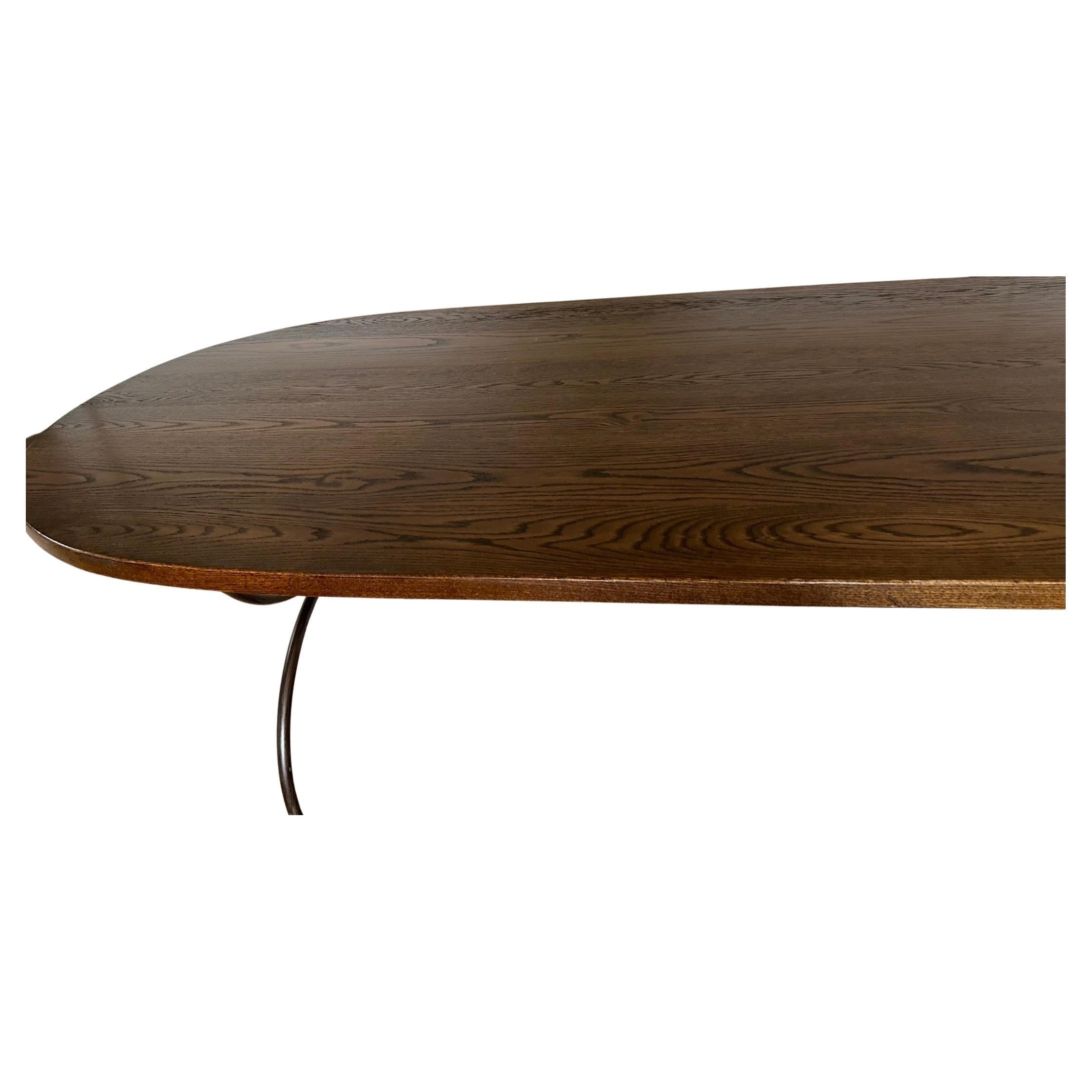 Iron Custom Oval Oak Top With Metal Base Dining Table Base For Sale