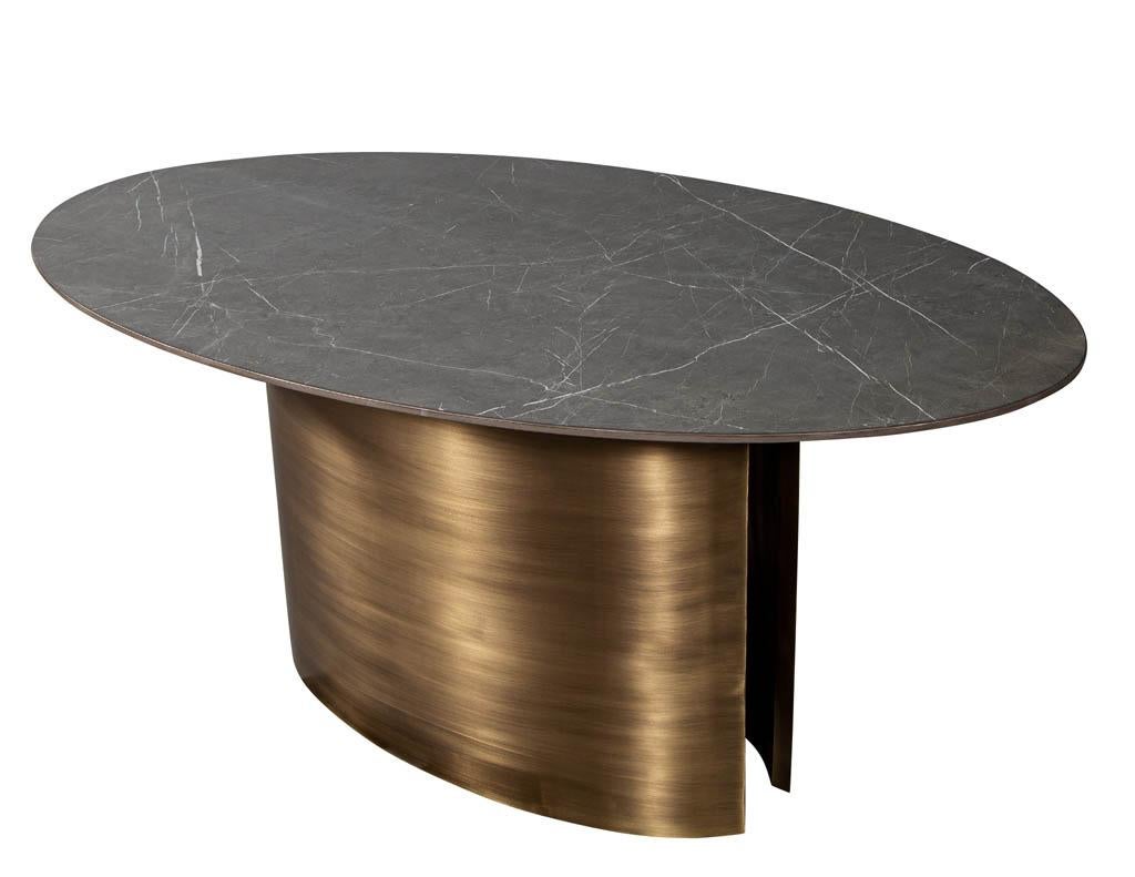 porcelain table with brass legs