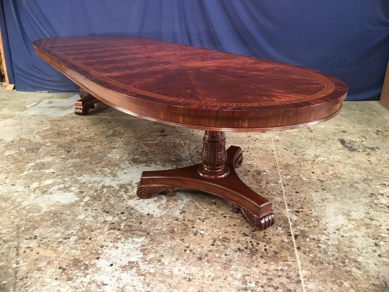 Contemporary Custom Oval Regency Style Mahogany Dining Table by Leighton Hall For Sale