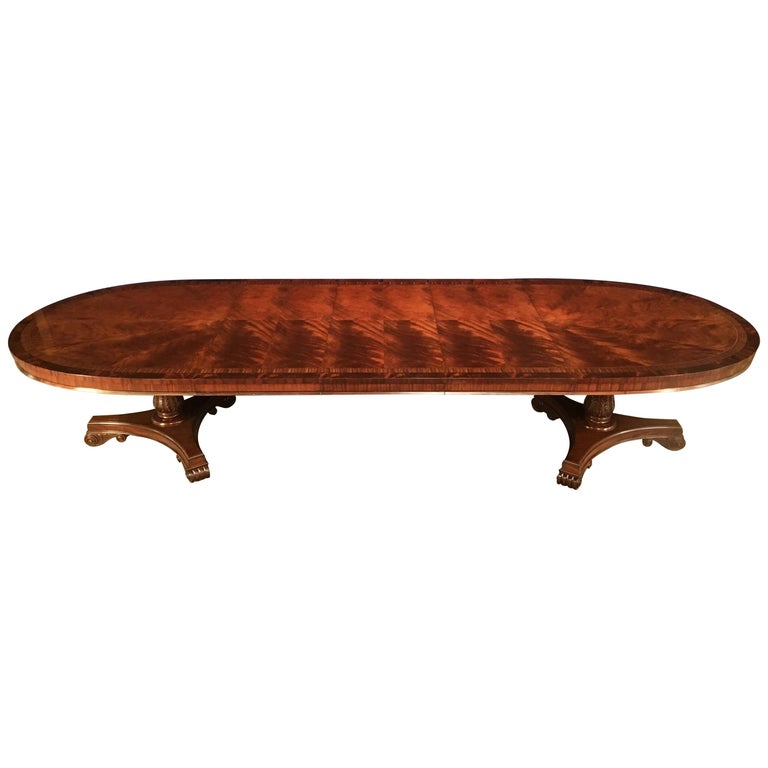 Custom Oval Regency Style Mahogany Dining Table by Leighton Hall For Sale