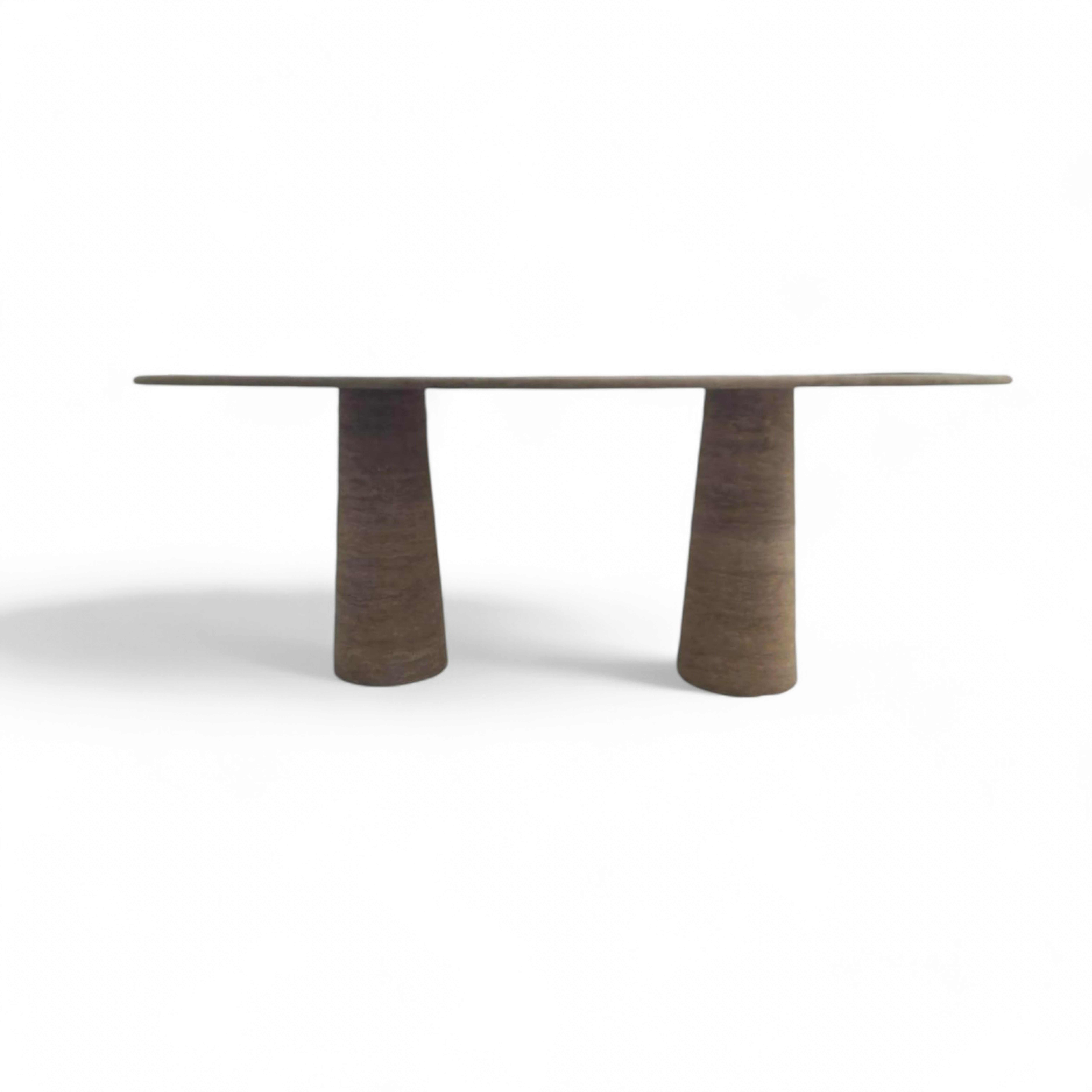 Arts and Crafts Custom Oval Travertine Marble Table - Travertine Table Coffee - Marble Top Table For Sale