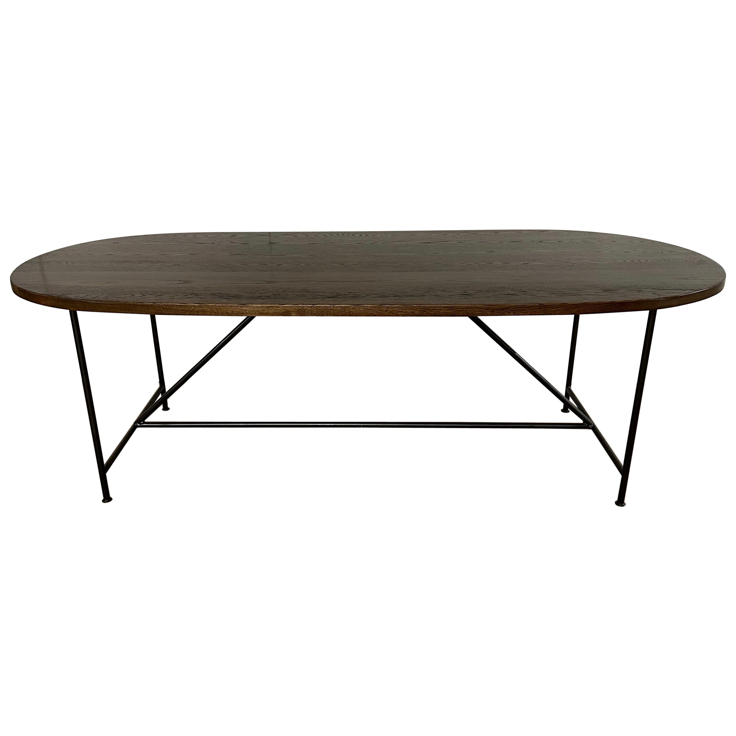 Custom Oval White Oak Top with Iron Base Dining Table