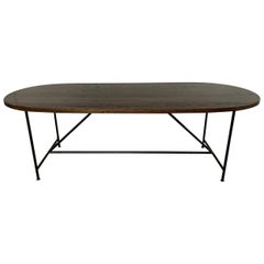 Custom Oval White Oak Top with Iron Base Dining Table