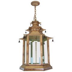 Custom Pagoda-Shaped Hand Painted Tole Fixture