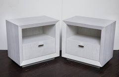 Pair of Custom Painted Cerused Wood Nightstands