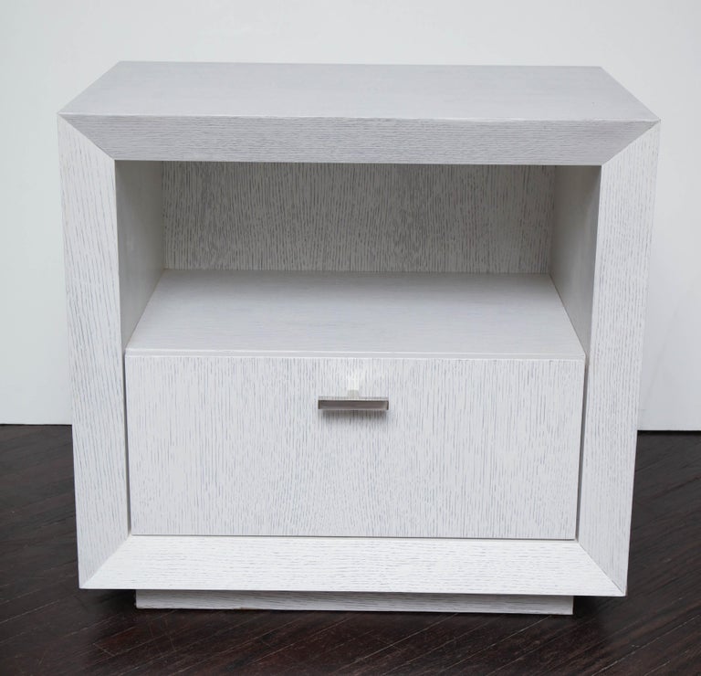 Custom Painted Cerused Wood Nightstands For Sale at 1stdibs