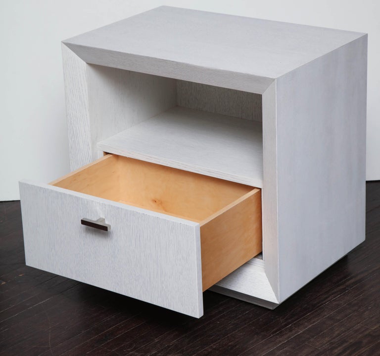 Custom Painted Cerused Wood Nightstands For Sale at 1stdibs