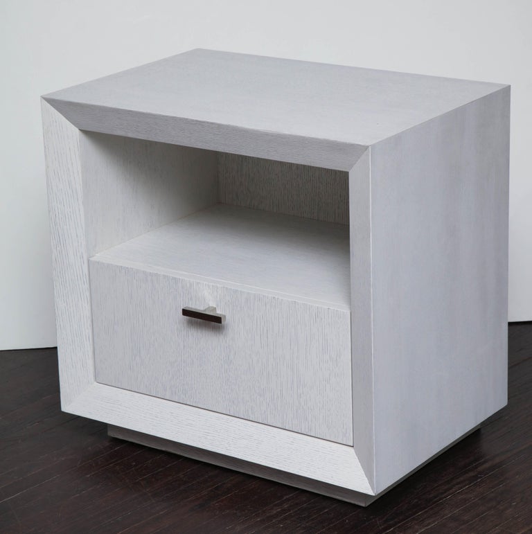 Custom Painted Cerused Wood Nightstands For Sale at 1stdibs