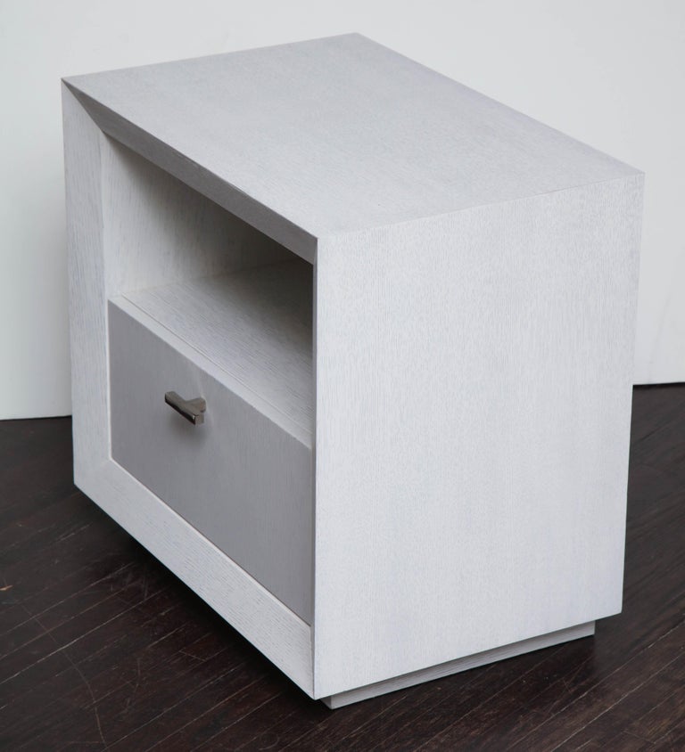 Custom Painted Cerused Wood Nightstands For Sale at 1stdibs