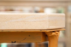 Custom Painted Italian Iron Hand Forged Side Table with Limestone Top