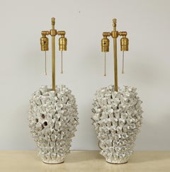 Custom Pair of Barnacle Ceramic Lamps