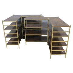 Custom Pair of Brass and Wood Etageres From P. E. Guerin