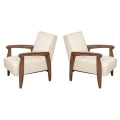 Custom Pair of Cerused Oak Alain Lounge Chairs