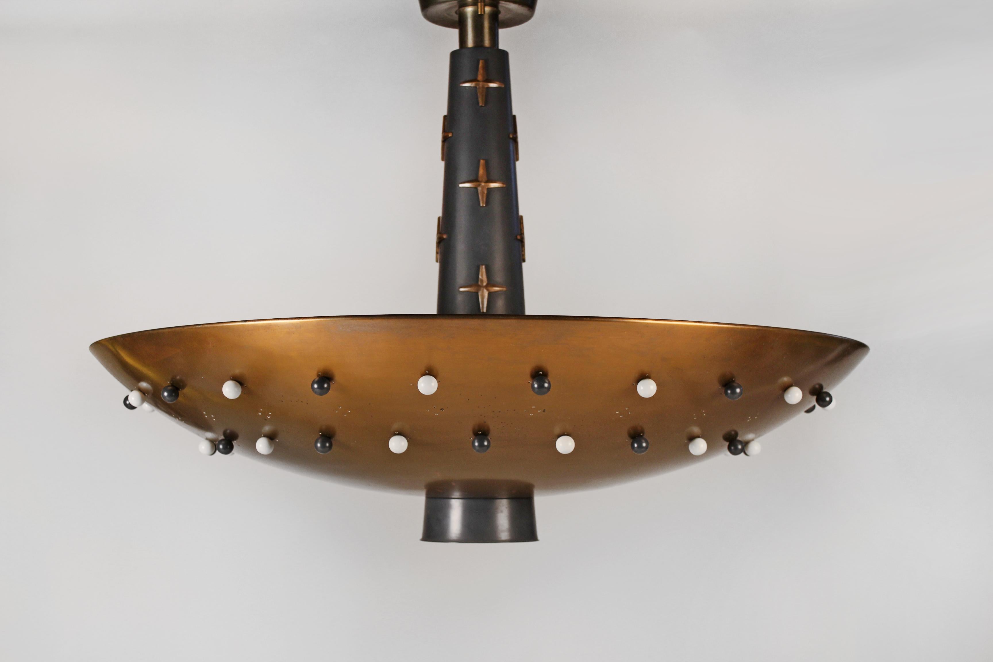 American Custom Pair of Commissioned California Modernist Chandeliers by Wagner Woodruff