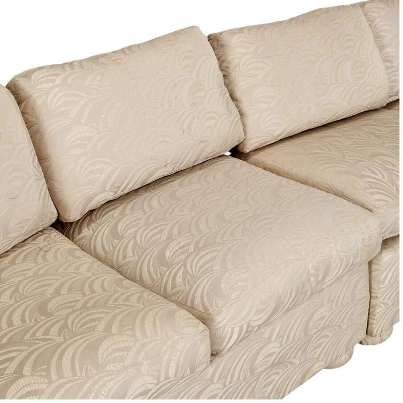 Fabric Custom Pair of Curved Sofas in Syrie Maugham Style For Sale