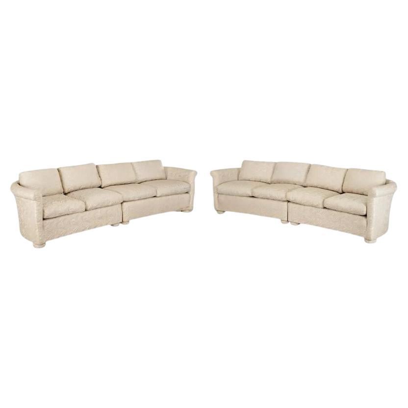 Custom Pair of Curved Sofas in Syrie Maugham Style For Sale