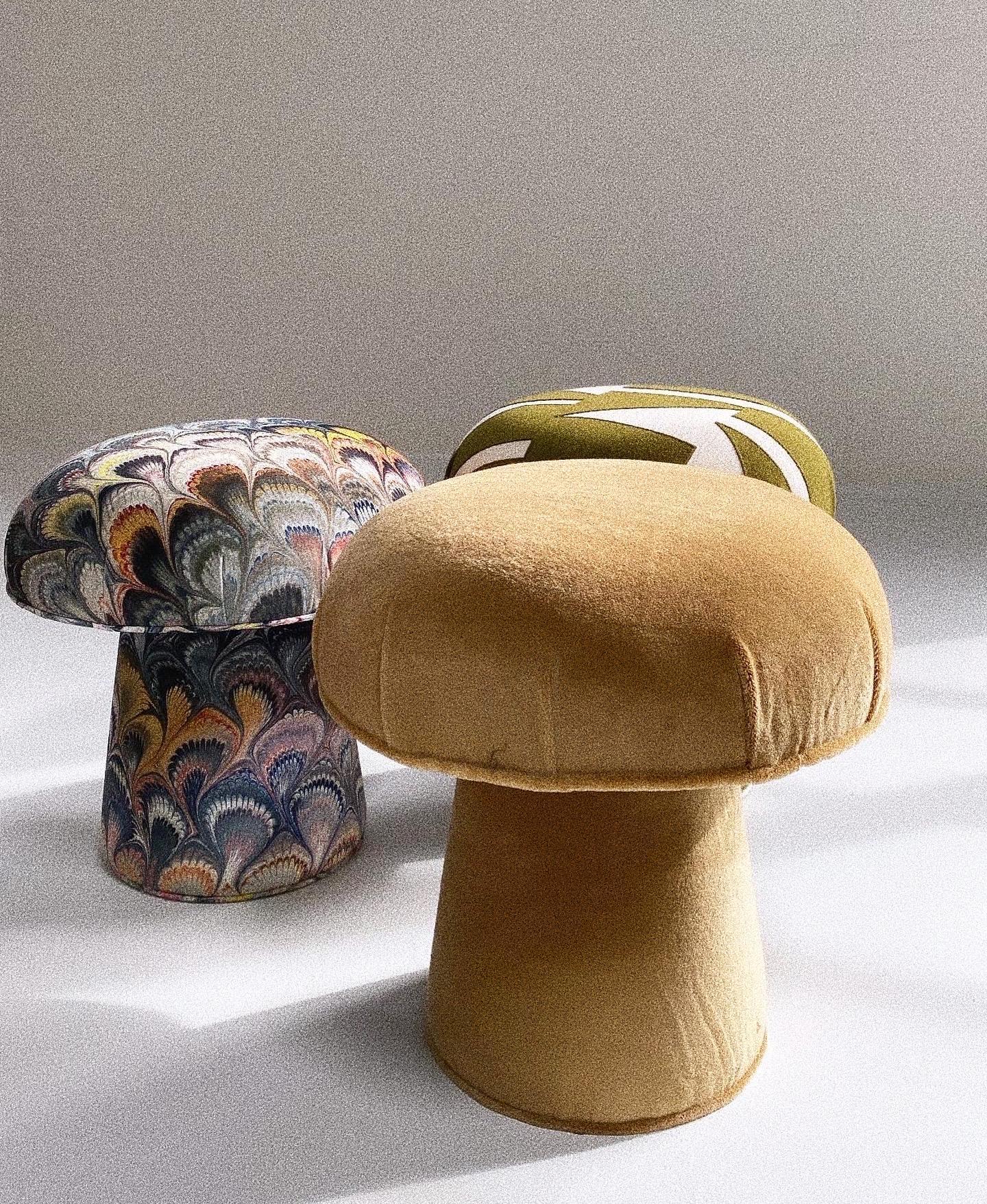 Custom - Pair of Forsyth Mushrooms in Beata Heuman Marble Velvet For Sale 4