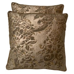 Custom Pair of Fortuny Pillows with Silk Backs