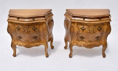 Custom Pair of French Carved Bombe Chests