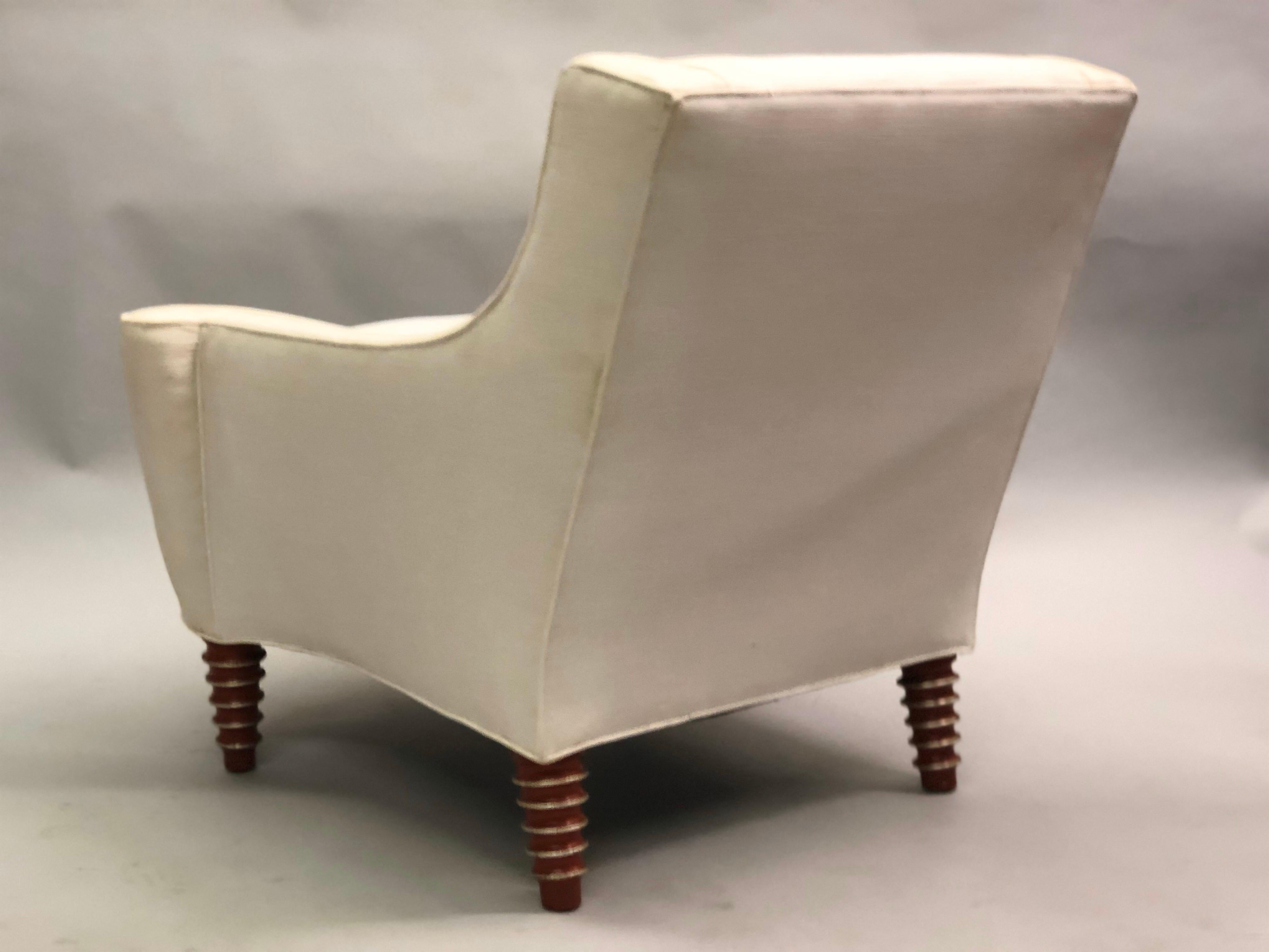 20th Century Custom Pair of French Modern Neoclassical Lounge Chairs by Maison Jansen