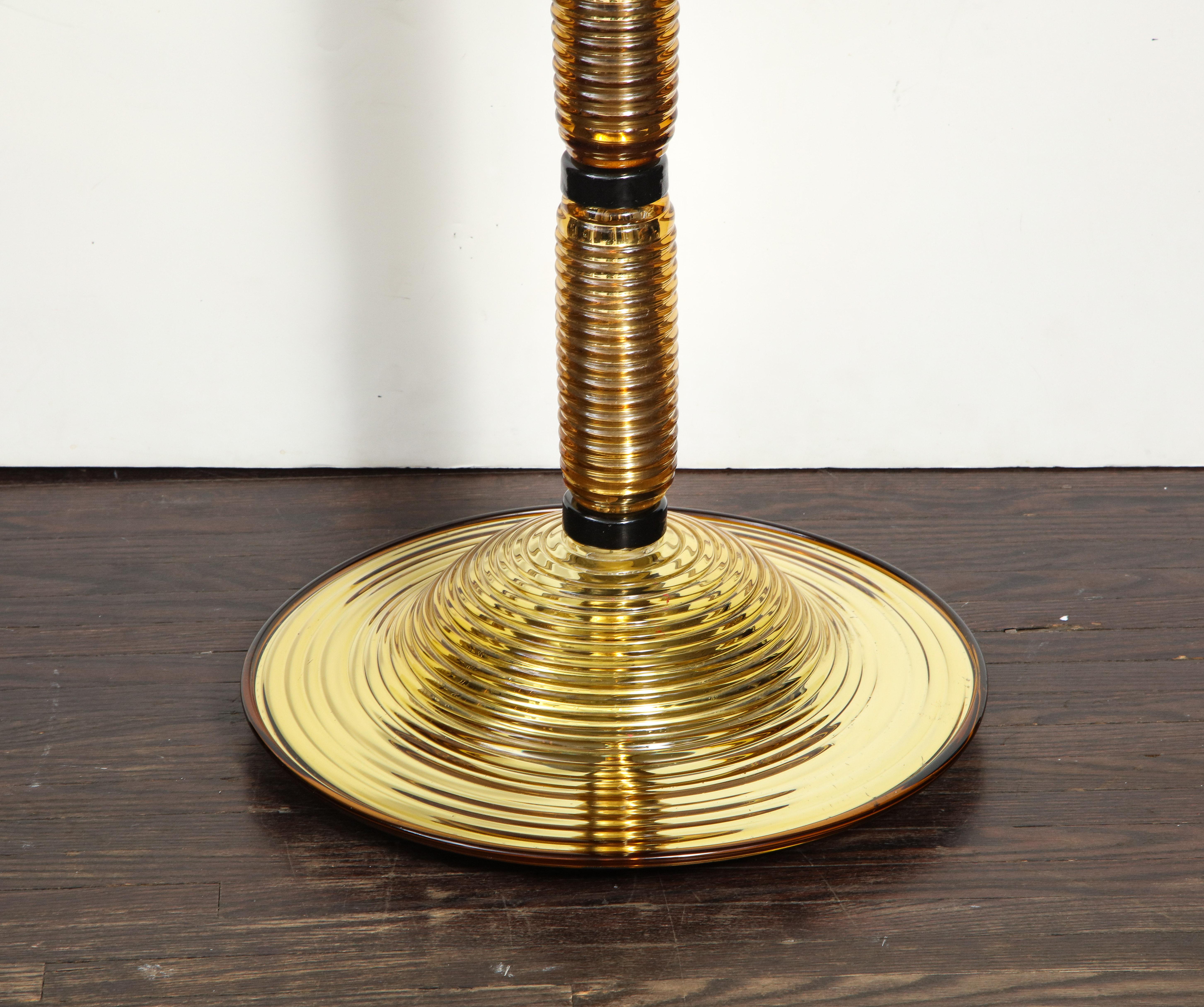 Pair of Gold and Black Opaque Murano Glass Floor Lamps For Sale 2