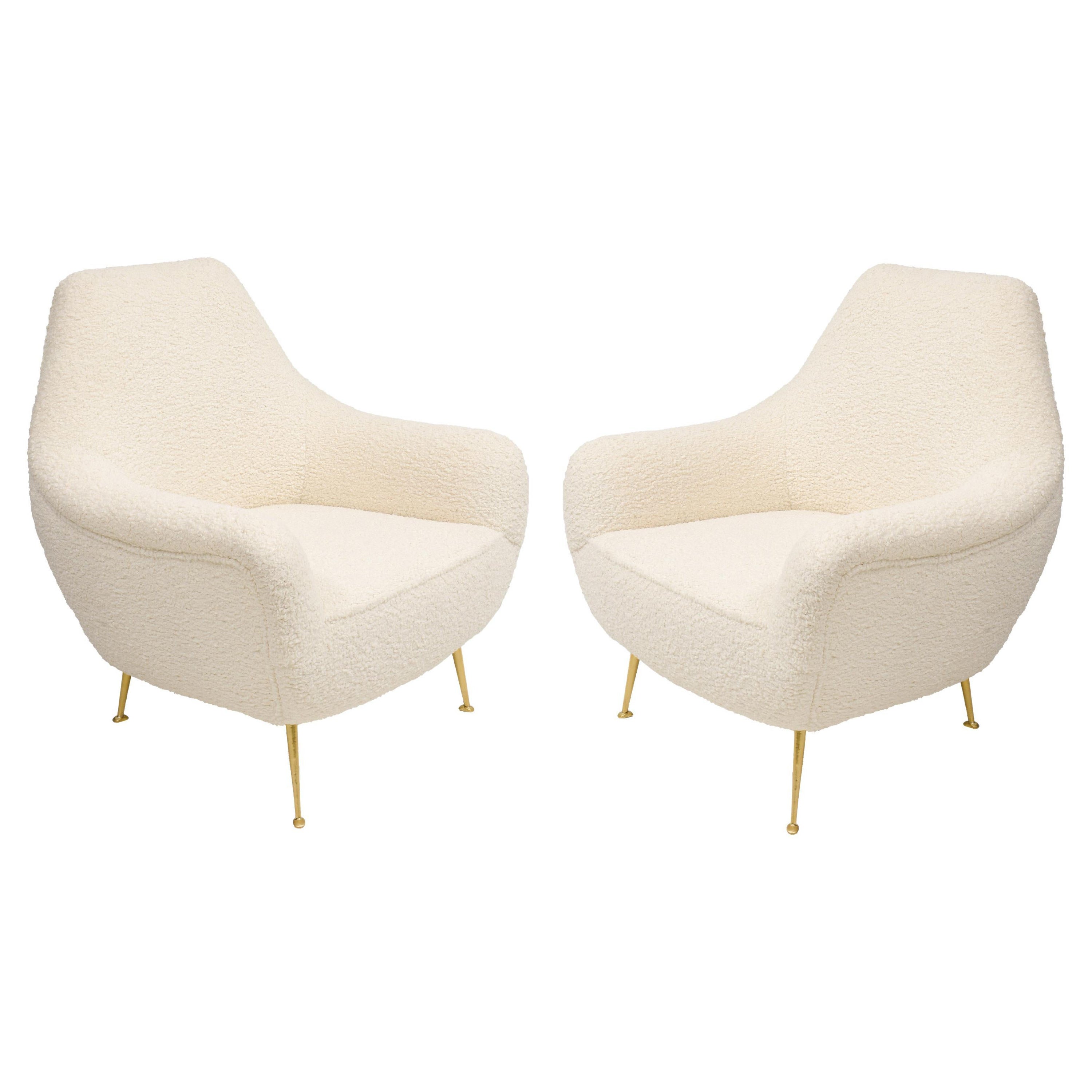 Custom Pair of Italian Lounge Chairs in the Mid-Century Manner
