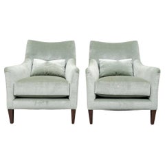 Custom Pair Of Mid Century Style Mohair Club Chairs 