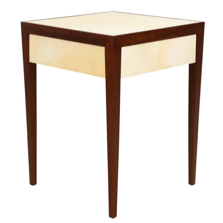 Custom Pair Of Parchment End Tables With Pull Out Drawers For Custom Pair Of Parchment End Tables With Pull Out Drawers For