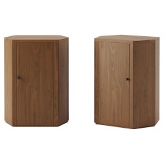 Custom Pair of Park Night Stands in Oiled Walnut with Drawers