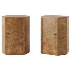 Custom Pair of Park Night Stands in Poplar Burl by Lemon 27"H X 21"W x 14.7" D