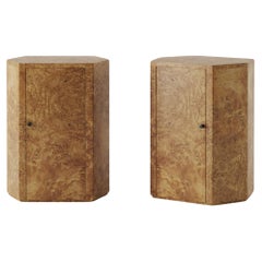 Custom Pair of Park Night Stands in Poplar Burl with Drawer and custom dimension