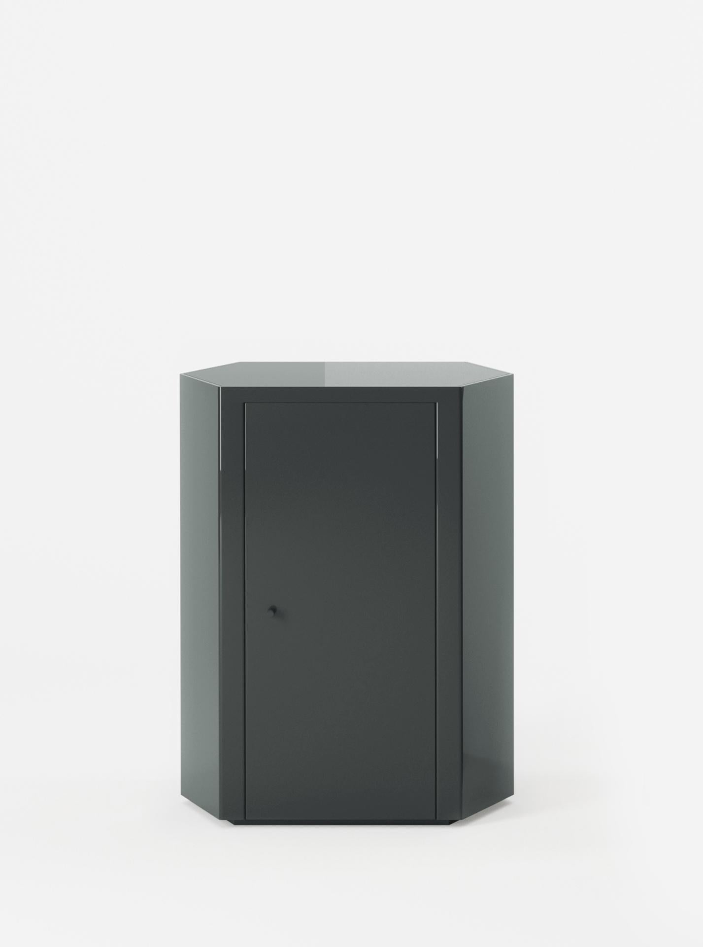 Minimaliste Paire de tables de nuit Park en laque SATIN RAL5008 en vente