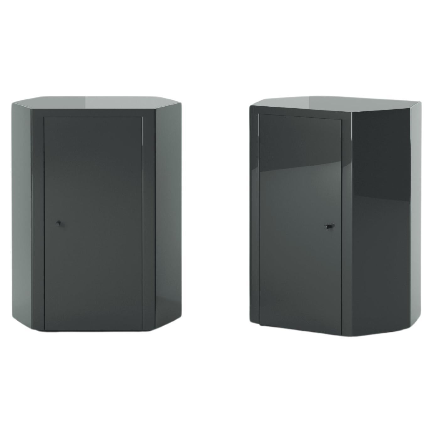 Paire de tables de nuit Park en laque SATIN RAL5008