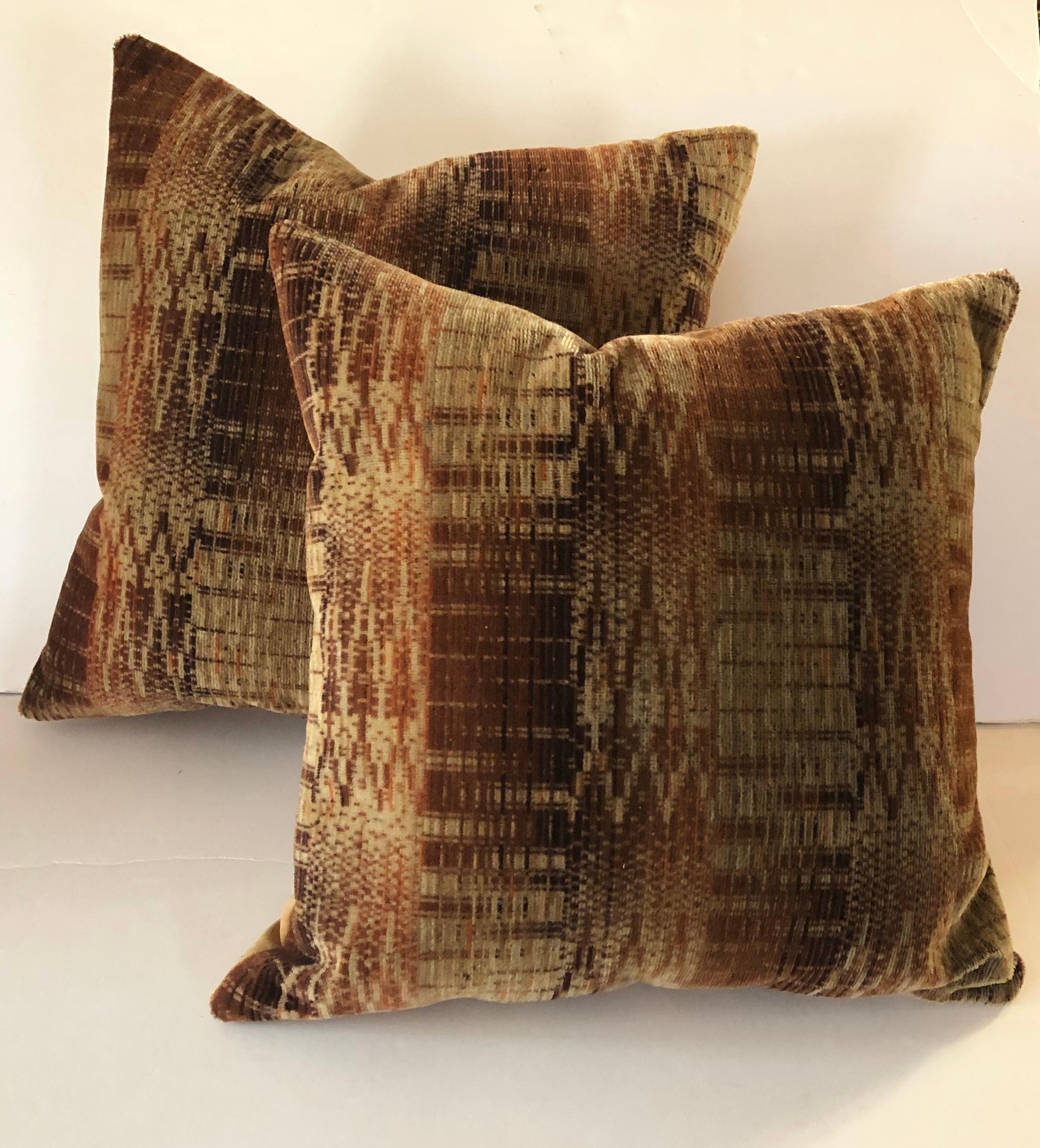 Dutch Custom Pair of Pillows cut from a Vintage Amsterdam School Textile, 1915-1927 For Sale