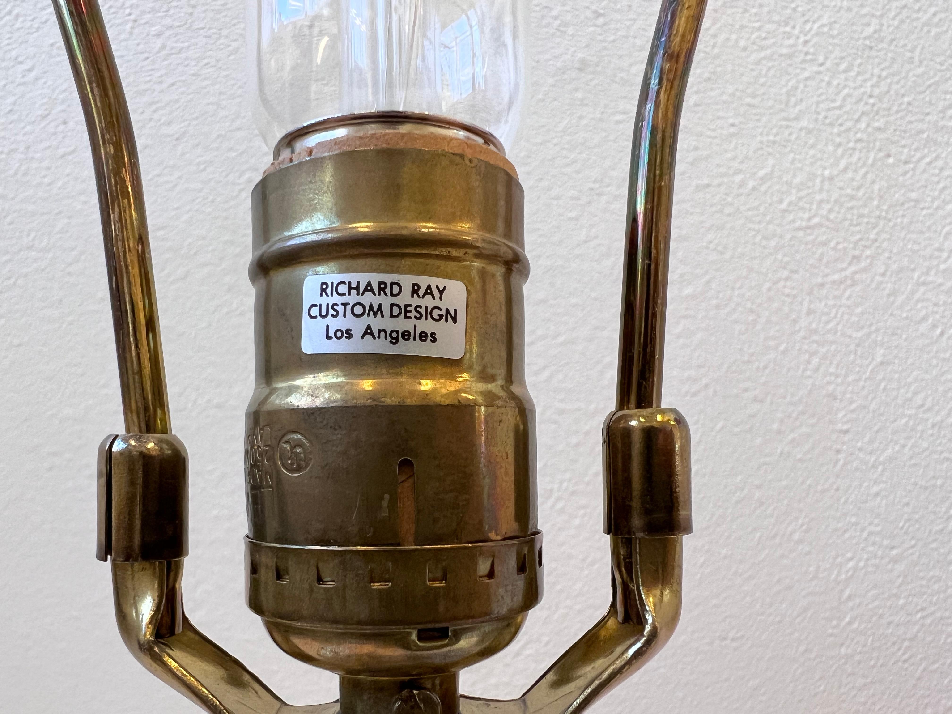 Brass Custom Pair of Plaster Fish Lamps Richard Ray for Steve Chase 