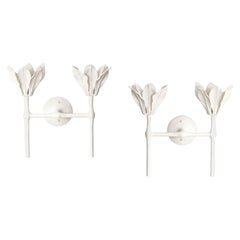 Pareja de candelabros de flor de yeso a medida