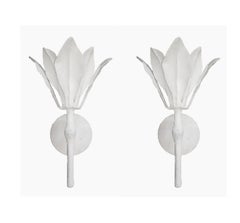 Custom Pair of Plaster Single Fleur Sconces