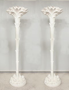 Custom Pair of Plaster Torchères or Floor Lamps in the Serge Roche Manner