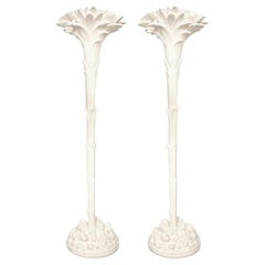 Custom Pair of Plaster Torchères or Floor Lamps in the Serge Roche Manner