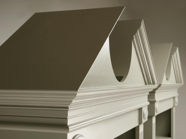 Custom Pair of Painted Bookcases with a Broken Pediment Handmade in
