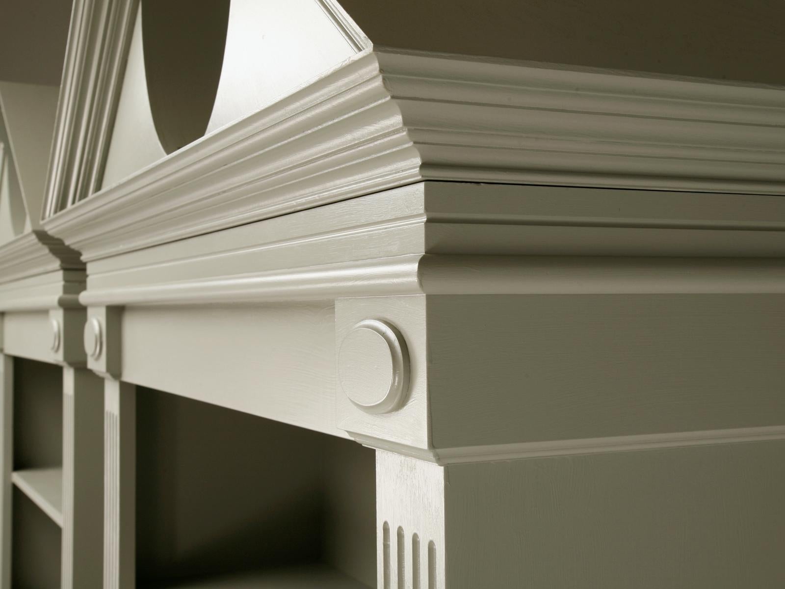 American Custom Pair of Painted Bookcases with a Broken Pediment Handmade in Chicago