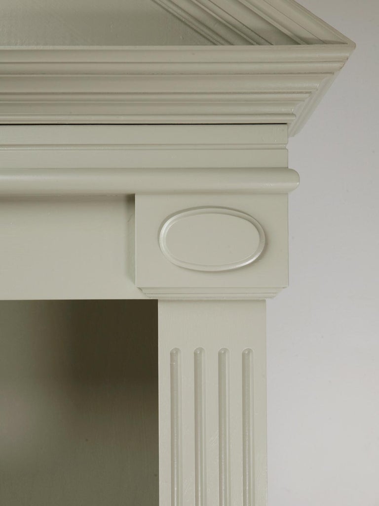 Custom Pair of Painted Bookcases with a Broken Pediment Handmade in