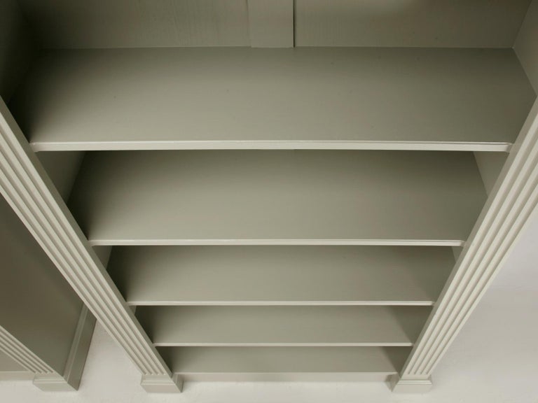 Custom Pair of Painted Bookcases with a Broken Pediment Handmade in