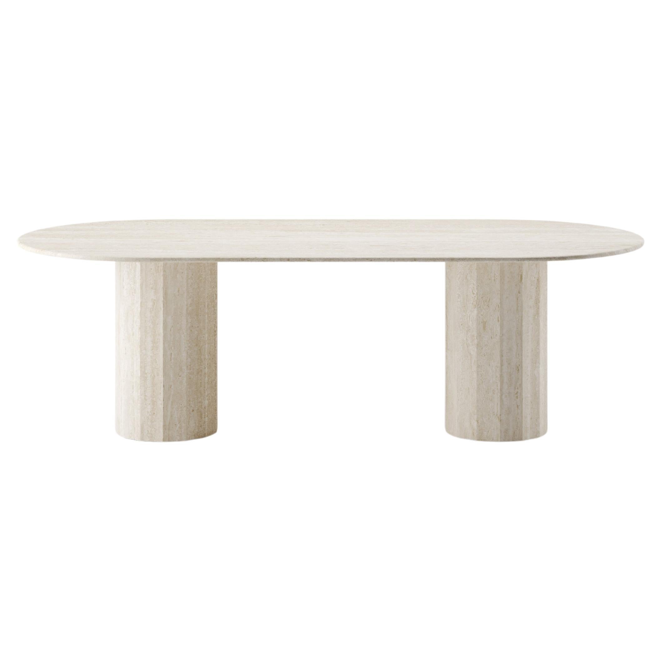 Mesa de Comedor Ovalada Palladiana a Medida 210cm/82,67" en Travertino Natural en venta