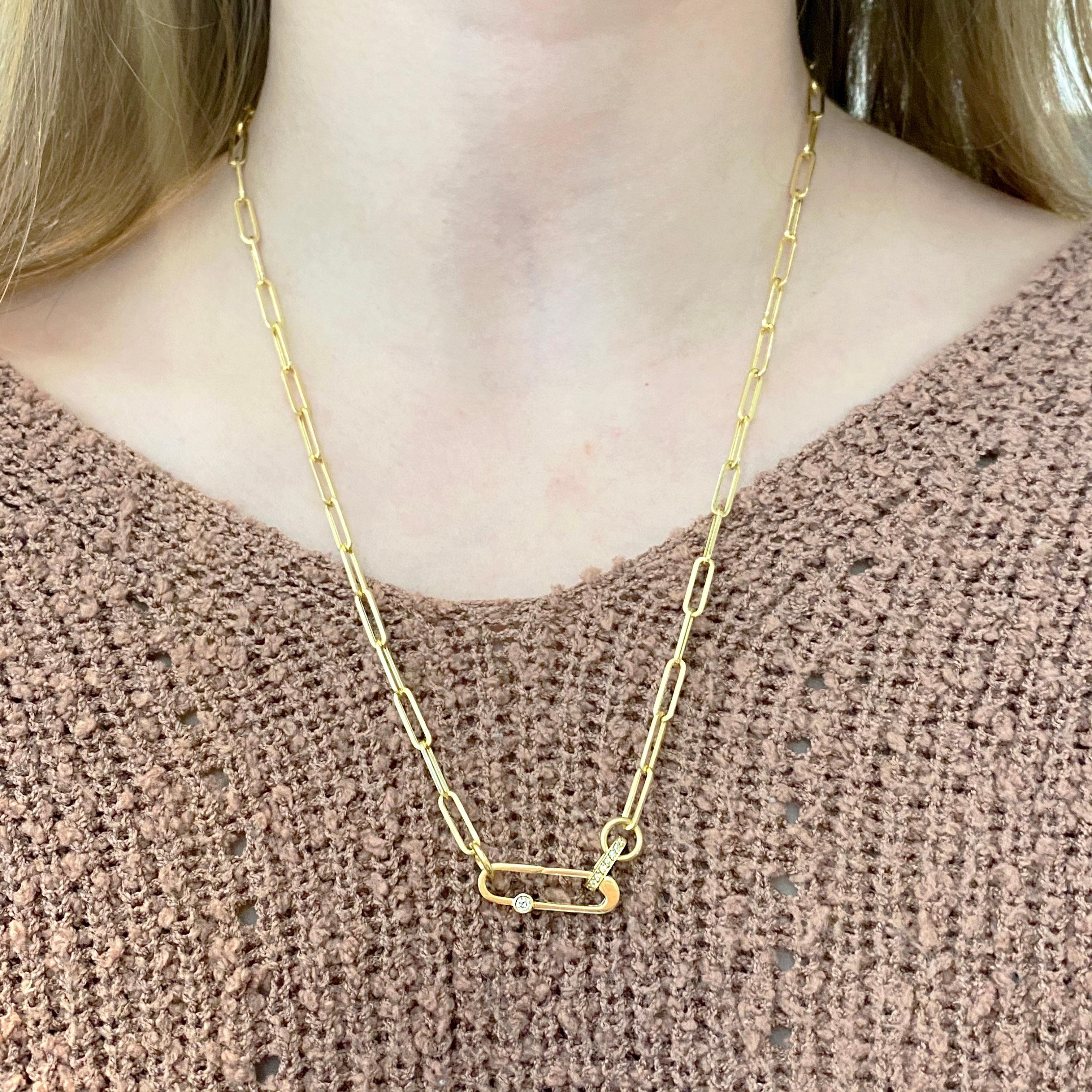 Latest 2021 Fine Jewelry Design: Paperclip chains meet personalization! This paperclip chain and charm design allows you to completely customize a look that fits YOU perfectly. The chain design has two open rings instead of a clasp that allow you to