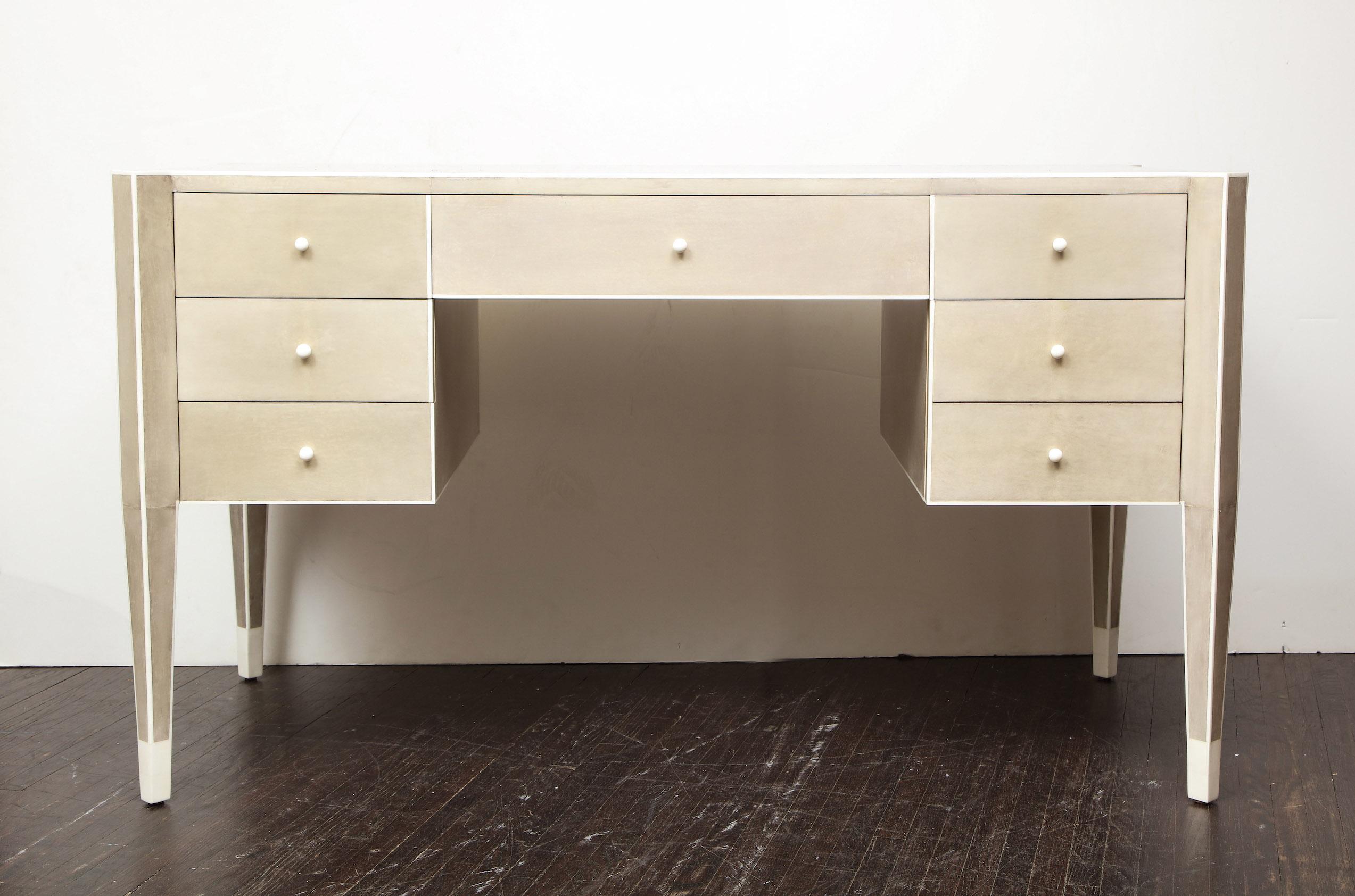 Art Deco Custom Parchment and Bone Desk