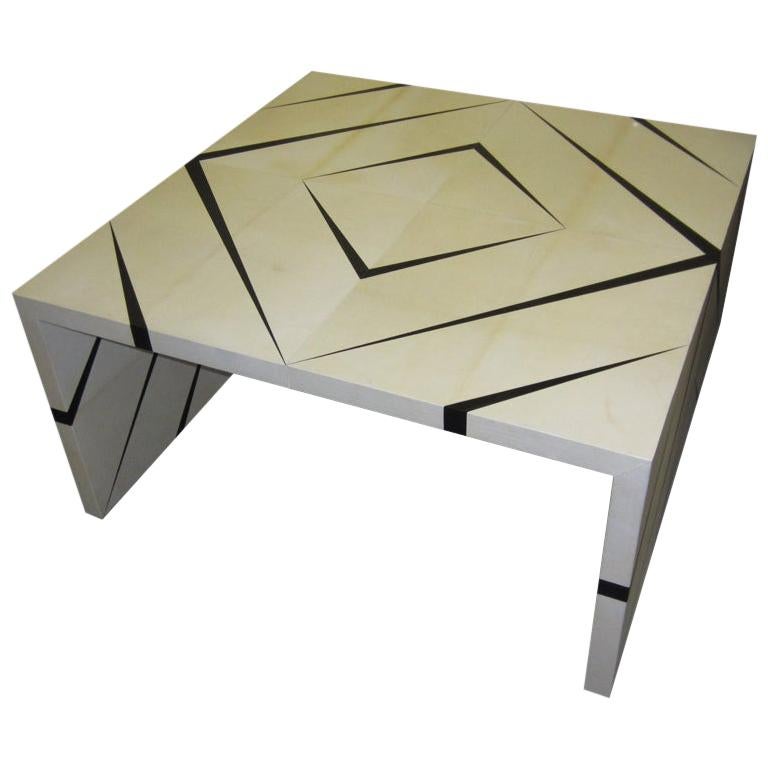 Custom Parchment Enamel Coffee Table For Sale