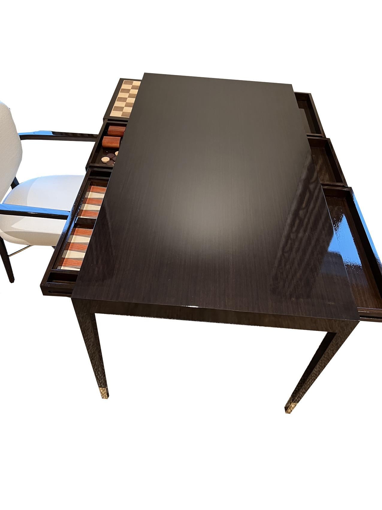 Maßgefertigter Partner-Schreibtisch mit Backgammon-/Schachtischstück im Angebot 3